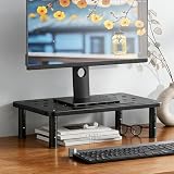 YUYUTORI モニタースタンド モニター台 卓上 PCスタンド 机上台 金属 ディスプレイ台 3段階調節10.5-14.5cm 姿勢改善 卓上収納 文具収納 工具不要 ノートパソコン/プリンターに適用 耐荷重25kg ブラック