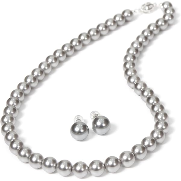 Amazon | Majorica スターリングシルバー ロジウムメッキ ネックレス 