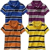 baby gap ストライプ ポロシャツ 半袖（ブルー・パープル・オレンジ・イエロー）【1歳~5歳】（並行輸入品） (4YRS（4歳）, パープル)