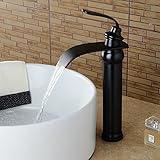 Wovier Oil Rubbed Bronze Waterfall Bathroom Sink Faucet,Single Handle Single Hole Vessel Lavatory Fa