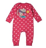 (フルギ) Frugi アップリケ付 カバーオール　ねずみ × ピンクドット サイズ　3-6m ( 60 - 70 ) オーガニックコットン