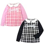 ベビー服 女の子 Tシャツ 長袖 Mialy Mail チェック柄 女児 ベビー (1.ピンク/80cm)