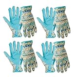 Set of 4 Digz Planter Womens Large Synthetic Leather Palm All Purpose Work/Garden Gloves - Comfort F