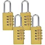 [MENGS] 4個 MG214 4桁リセッタコンビネーションロックパスワードのプラス南京錠フル黄銅, バッグやドア用
