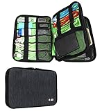 BUBMさまざまなUSB、携帯電話、充電器、ケーブルオーガナイザートラベルオーガナイザーコスメbag-二層ユニバーサル電子機器アクセサリーケース、ブラック