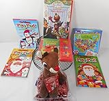 子供のおもちゃギフトバスケット – Small Stuffed Rudolph人形、パズルの米国、Elmo 's World Happy Holidays DVD、移動with Elmo押しAサウンド