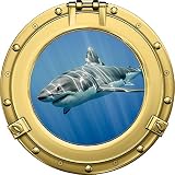 インスタントオーシャンウィンドウ12 "舷窓Sea View shark # 4真鍮壁ステッカー子供部屋デカールホームアート飾りグラフィックSmall