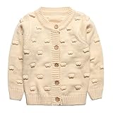 eTreeベビー女の子特殊なパターンボタンコットンカーディガンセーター カラー: ベージュ