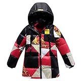 子供服　冬　ダウンジャケット　保温性よく　厚くする　ファッション　軽快　着心地良い　レッド＋ブラック　150cm