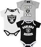 NFL Oakland Raiders新生児3 - Pack TinyファンCreepers – ブラック/ホワイト/アッシュ