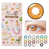 エティア-クールワンデー-全23色【1箱6枚入り】宝石発色の2次元カラコン オレンジ アンバー -1.50