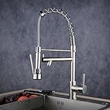 beelee bl0783 N 20 " Contemporaryスプリングシングルハンドルキッチンシンク蛇口with Pull Down Sprayer、つや消しニッケル