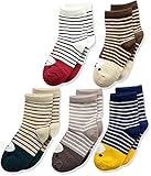 [ソミラ] SOMILA 子供用 靴下 ソックス キッズ 5足セット 可愛い動物柄 横縞 男の子 女の子 XXL