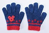 【Mickey Mouse】キッズ　キャラクター手袋　ニット５本指タイプ　ネイビー
