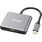 USB Type c HDMI アダプタ Tuwejia usb タイプc ４K 解像度 hdmiポート+USB 3.0ポート+USBタイプC急速PD充電ポート 3-in-1 変換 アダプタ UHDコンバータ MacBook Pro/MacBook 
