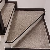 階段マット、hmane 1pcs 25.2 X 9.4 CMソリッドカラー滑り止めポリプロピレン階段マット家庭用階段踏み板カーペット – ライトブラウン