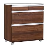 arne レンジ台 キャスター付き キッチンカウンター キッチンワゴン 幅80 奥行45 高さ90 おしゃれ 日本製 完成品 コンセント付き RD-0083 ブラウン