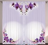 Nature Home Decor Floral Curtains by Ambesonne Orchid Flowers Theme Creative Design Modern Artprint 