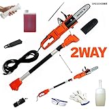 【YARD FORCE 高枝２ＷＡＹチェーンソーPro (軽量コンパクト小型チェーンソー・高枝切り兼用】 ＋ 保護メガネ・軍手・チェーンソーオイル×2種「スターティングオイル標準付属（薄褐色）／日本製