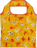 [京佑] エコバッグ ポケット付 (ねこ/黄色)