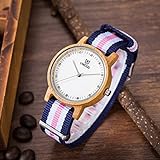 (Wooden Watch)ウッドウォッチ 2016新しい木製腕時計 ダブルストライプ ナイロンバンド アナログ表示　天然木 手作り 人気プレゼント 生活防水機能 専用ボックス 環境に優しい　 ファッ