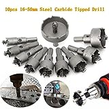 MOHOO 10PCS 16-50mm HSSドリルビット 硬鋼ホールソーセット ステンレス 超硬 高速度鋼 金属合金 対応 木工 プラスティック 鉄 アルミ ステンレス スチロール 等 用 穴あけ