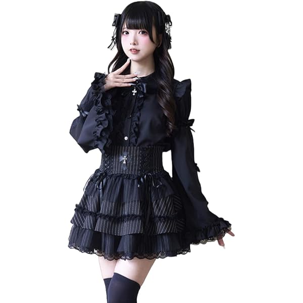 Amazon.co.jp: [Lamerry] ゴシック 服 地雷系 セットアップ 上下セット 