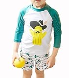 Snone男の子 水着 ラッシュガード キャップ付 スイムウェア 上下 かっこいい おしゃれ キッズ 水着 セパレート 3点セット