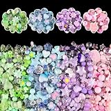 Acidea 約400個セット ビーズ アクリルビーズ 4種 カラー キラキラ 手芸カラフル 柔らかい色 り デコパーツ 透かしアクセサリー 手芸 ストラップパーツ ハンドメイド 材料
