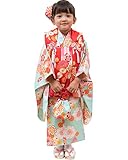 [KYOETSU] [キョウエツ] 着物セット 七五三用 3歳用 被布セット 華やかA 9点セット(柄被布 柄着物 伊達衿 長襦袢 髪飾り 