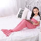smartcoco LovelyカラフルマーメイドテールBlanket Throwベッドハンドメイドかぎ針編みGirls Dressing Up ToysソファーSleepingバッグ55.1 " X