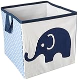 Bacati Elephants Storage Tote Basket, Blue/Grey, Small by Bacati