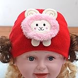 帽子 ベビー　キャップ キッズ　子供ハット かつら ウィッグ 付き 新生児 女の子 ヘアバンド ヘアアクセサリー 美しい花 (D)