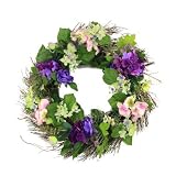 22" Decorative Purple & Pink Silk Hydrangea & Dogwood Flower Artificial Spring Floral Wreath