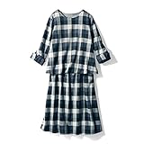 授乳対応 マタニティ 健診 セットアップ風 ワンピース ブラック系チェック サイズ：マタニティＬ