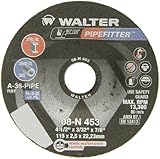 Walter Pipefitter Grinding Wheel, Type 27, Round Hole, Aluminum Oxide, 4-1/2 Diameter, 3/32 Thick, 7