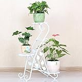 植物フレームヨーロピアンスタイルのアイロン3階建ての花のポット花のポットの棚屋内と屋外のリビングルームバルコニー3つの花のポット多階段のフラワースタンド ( Color : White )