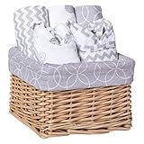 Trend Lab 7 Piece Bib & Burp Feeding Basket Gift Set, Safari Gray by Trend Lab
