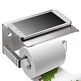 Sumnaconトイレペーパーホルダー、Havey dutyステンレススチール浴室ティッシュホルダーwith携帯電話ストレージシェルフ – 現代のスタイル壁マウントThickened Wipesホルダ