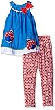 Rare Editions Little Girls' Ladybug Applique Legging Set Blue/Multi 3T [並行輸入品]