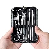 8pcs / set ステンレススチールブラックヘッドのピムプルリムーバーエクストラクタ黒い斑点傷つきやすいニキビの針のツールは、バッグのフェイスケアでセット [8pcs/set Stainless 