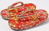 子供　七五三　女児ミニ草履　2-3歳用15ｃｍ(数えの三歳用)　柄ゾーリ　日本製和装小物 (朱色織生地)