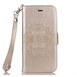 iPhone 6 Plus / 6S Plus ケース、COOSTOREJPエンボスマンダラPUレザーウォレットフリップケースマグネット、Apple iPhone 6 Plus / 6S Plus用 