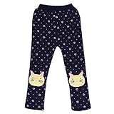 Domybest 秋冬 ロングパンツ 子供用 女の子 2-6歳に適して 子猫のパターン ダークブルー かわいい 厚い 柔らかく快適 暖かく保つ 幼稚園 旅行