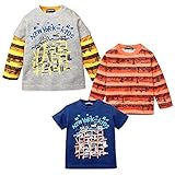(グレー/90cm)ベビー服 男の子 Tシャツ 長袖 LITTLE BEAR CLUB リトルベアークラブ アンサンブル 綿100％ ニューヨーク柄プリント ボーダー 男児 ベビー