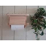 トイレットペーパーホルダー 紙巻器 押さえカバー付き シェルフ 奥行き広め 木製 ひのき 芯ありペーパー対応 無塗装白木