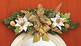 バタフライ&ポインセチアクリスマスHoliday Glitteryフェイク人工花柄Swag 標準 ゴールド 26213 GOLD