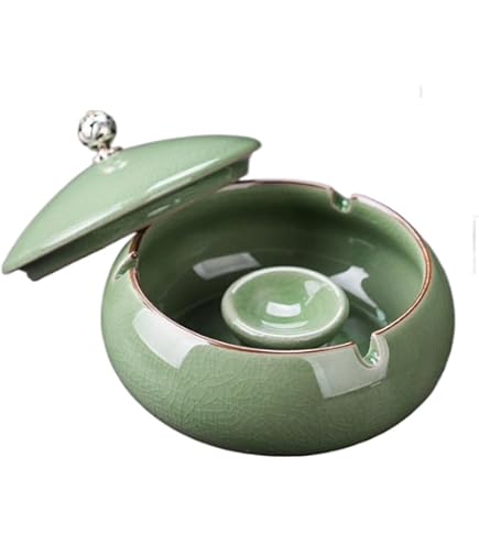 Amazon.co.jp: 1個 おしゃれ 灰皿 陶器 ふた付き 洗いやすい タバコ