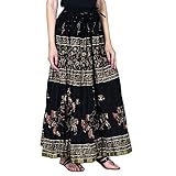 Gold printed Cotton long Skirt for women ( free Size)