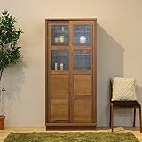 HP 食器棚 80cm カップボード 本棚 書棚 ブラウン 幅 80 奥行44 高さ175 cm 国産 日本製 無垢材 アルダー 北欧 ダイニングボード キッチン収納 キッチンラック キャビネット ブックシェルフ (ブラウン色, Cタイプ)